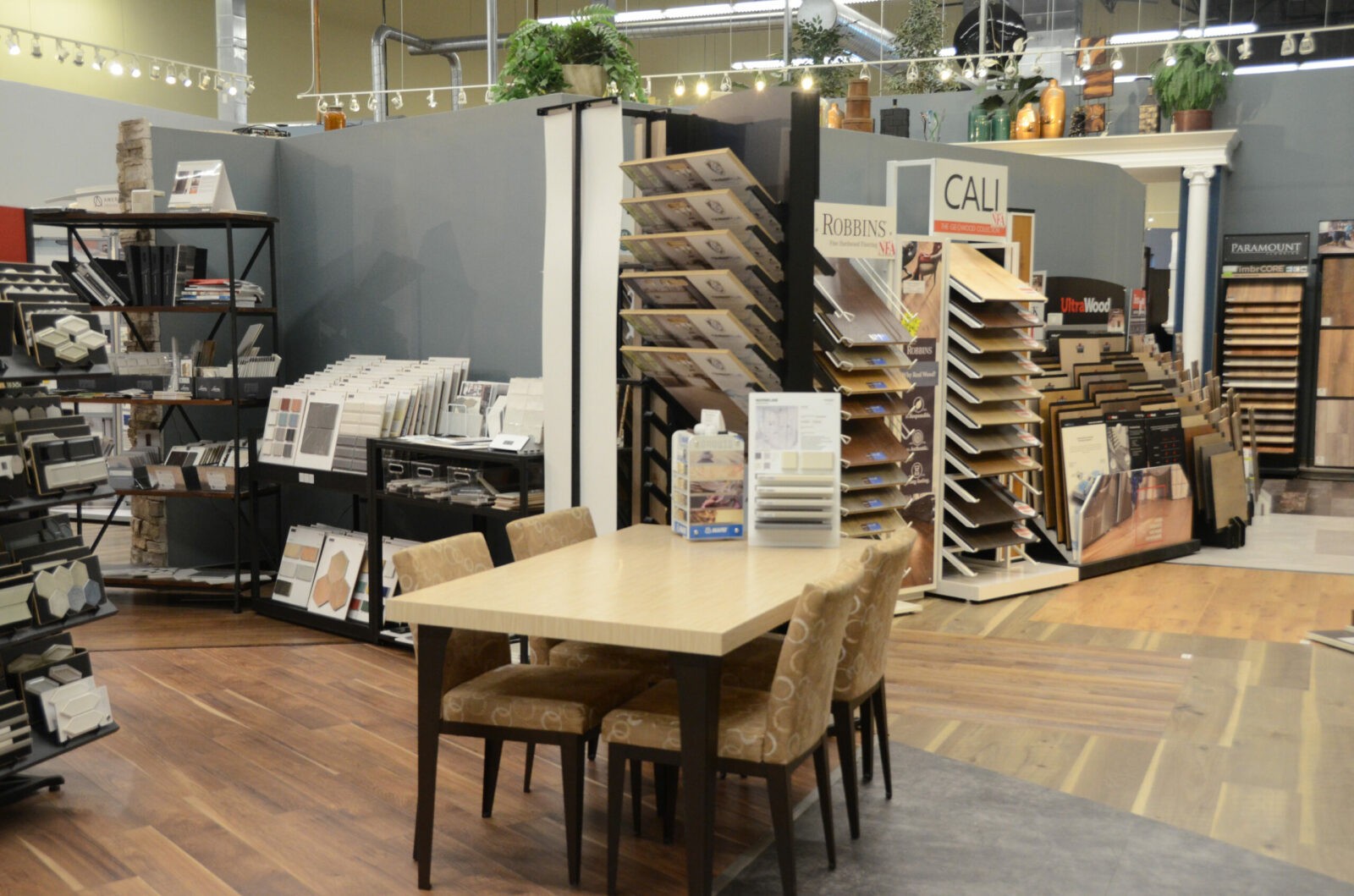 Flooring products in showroom