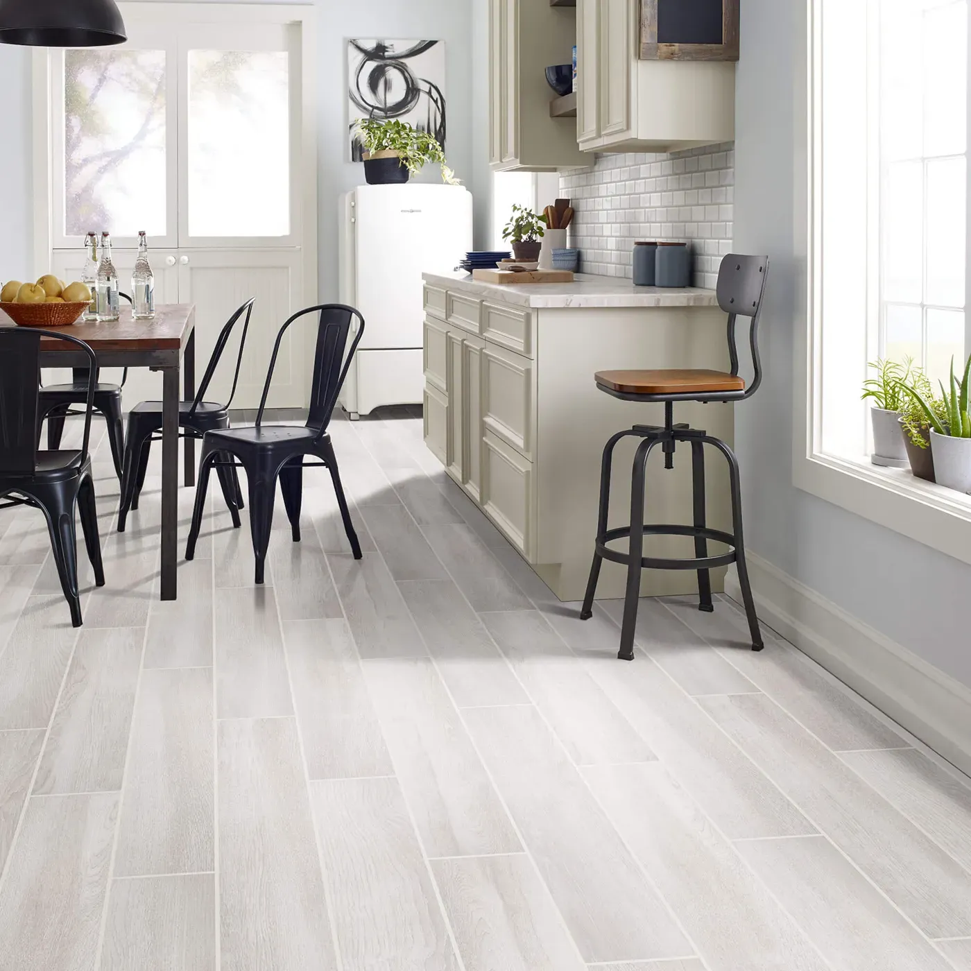 9U521_00100_ROOM Shaw Floors light wood look tile in a kitchen | Ambassador Flooring