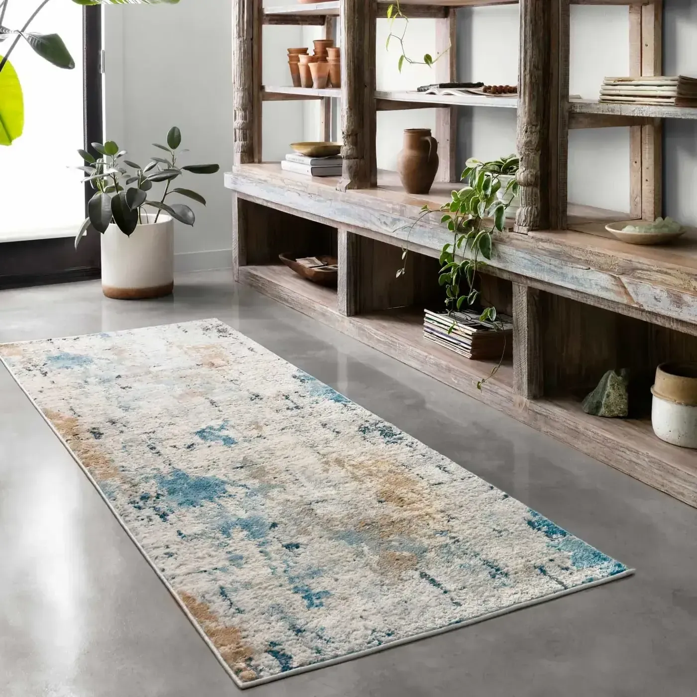 ALCHALC-01SNSL__5Broomscene_5D_3_1400x Loloi area rug in a distressed white, blue, and brown abstract pattern | Ambassador Flooring